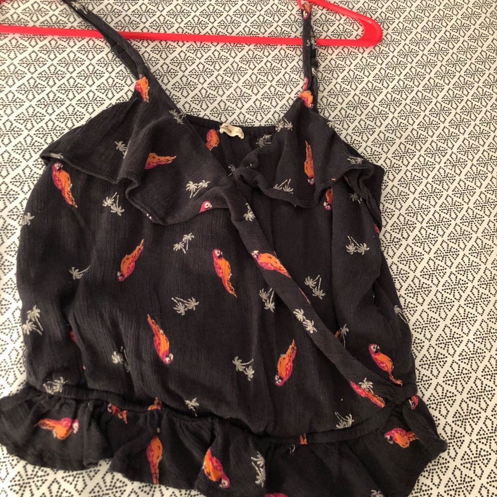 Tropical hollister ruffle crop top